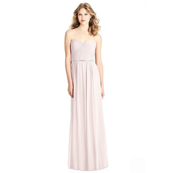 Jenny Packham Size 0 Blush Pink Chiffon Strapless Sweetheart Maxi Dress Gown